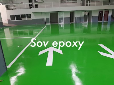 Sov Epoxy ทำพื้นอีพ็อกซี่ พื้นพียู พื้นโรงงาน พื้นสนามกีฬา CH 11