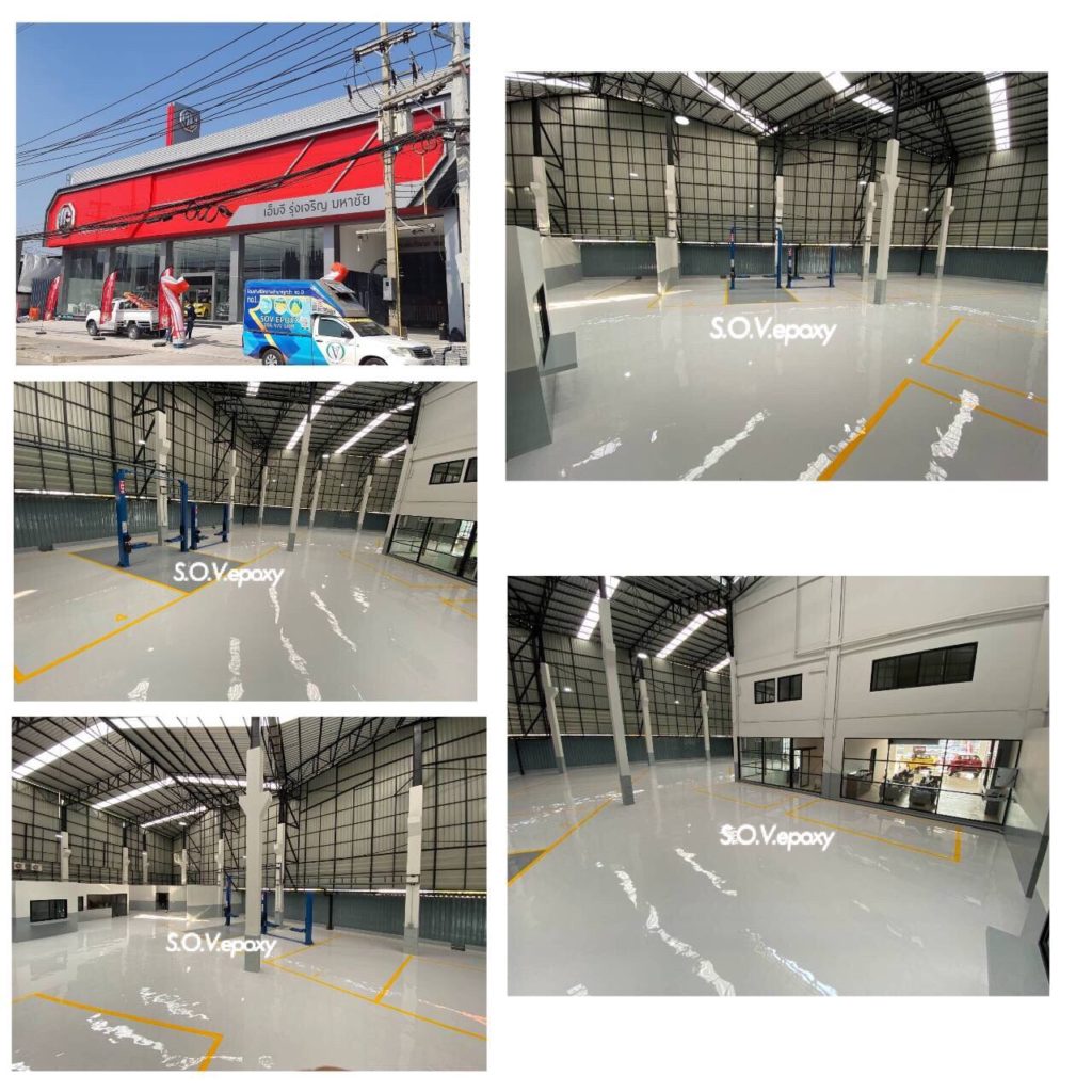 เคลือบพื้น Epoxy Self-leveling โชว์รูมรถ ความหนา 2 มิล