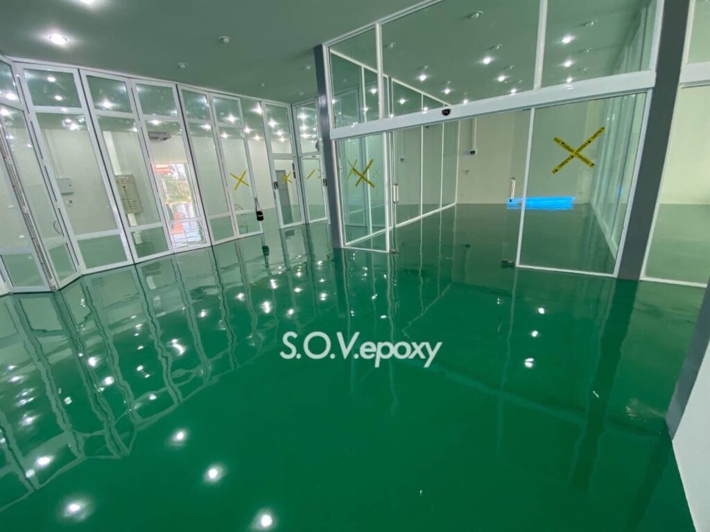 พื้น Epoxy หนา 2 มิล พื้นสีเขียว 1